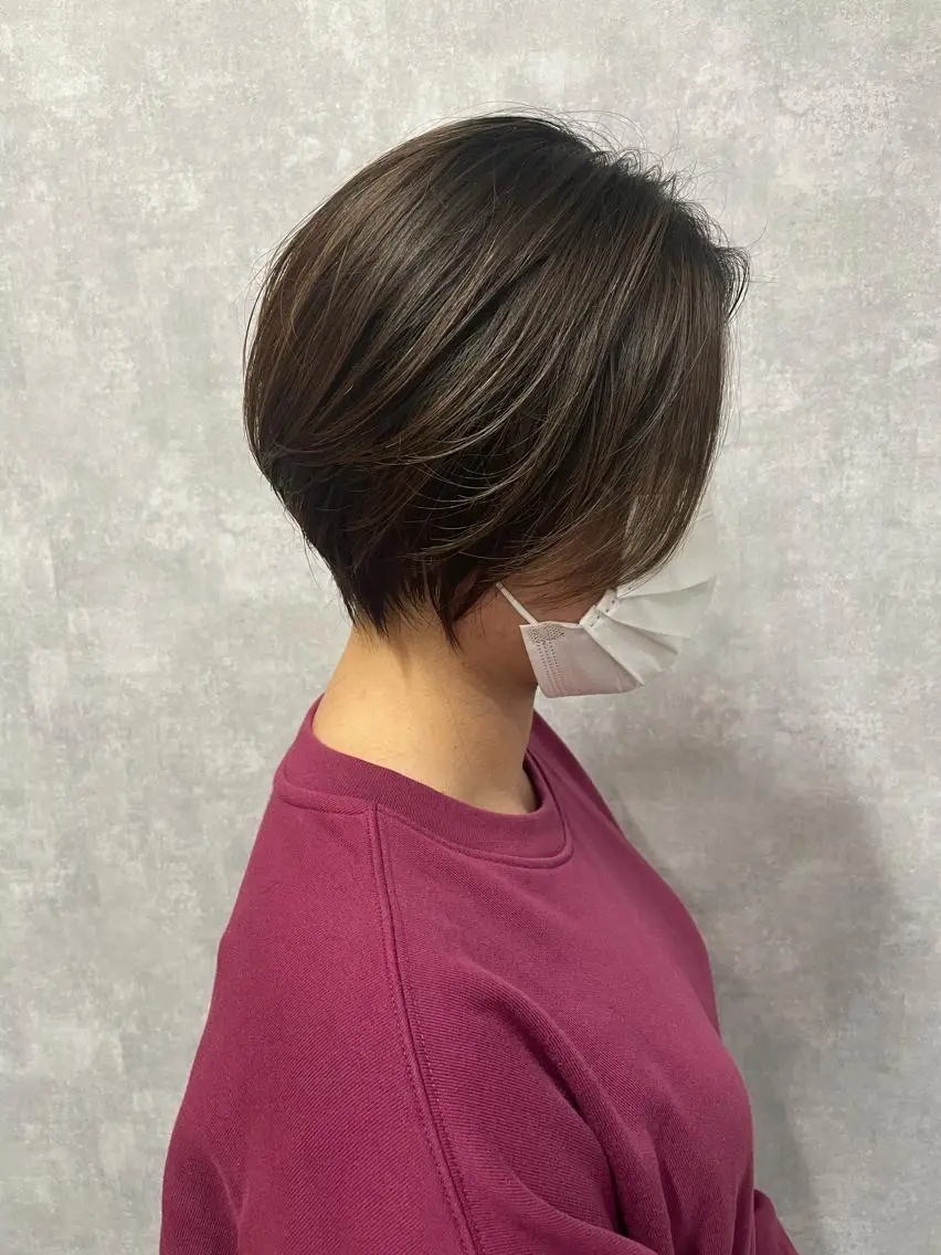 ショート 切りっぱなしボブ ショートボブ ハンサムショート 丸みショート アッシュ モテ髪/ボブ/ショー ト/アダチフウトのヘアスタイル
