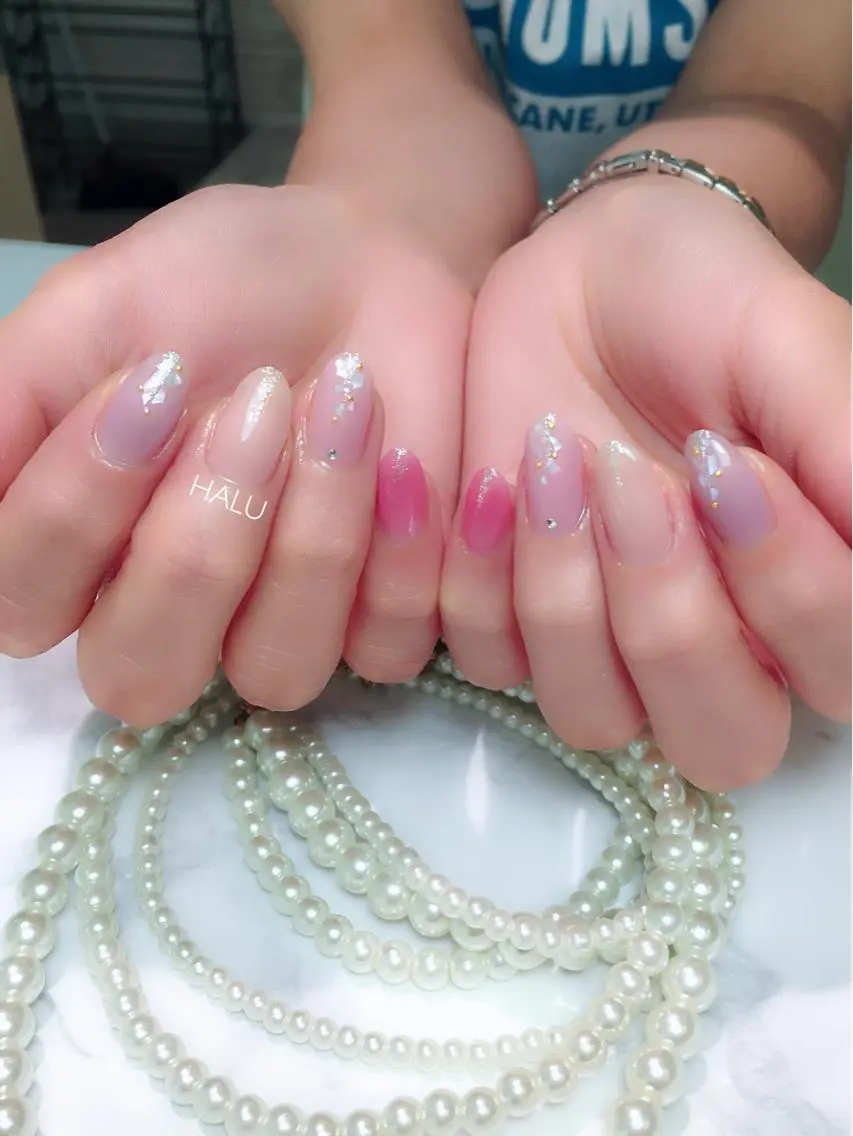ネイル ラメ(グリッター) ワンカラーネイル HALU ハルのネイルデザイン
