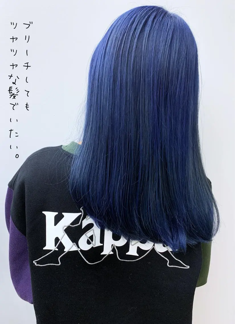 セミロング カラー ブルーカラー ネイビーカラー カット パーマ ヘッドスパ 縮毛矯正×髪質改善 店長　DAITOのヘアスタイル