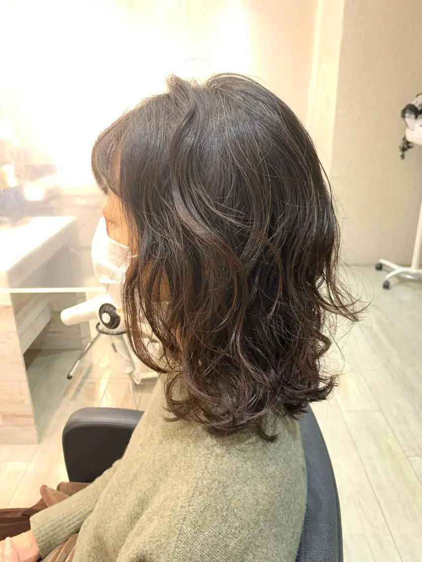ミディアム パーマ メンズパーマレイヤー 西山賢志のヘアスタイル