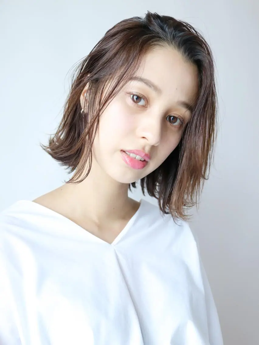ミディアム カラー パーマ ヘアアレンジ ボブ 外ハネヘア ITbyALBUM 中野店のヘアスタイル