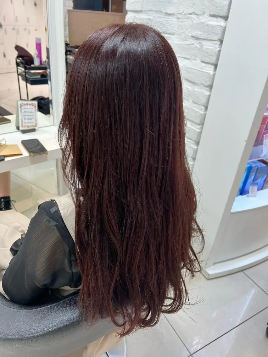 ロング カラー ブラウンカラー レッドカラー レッドブラウン ヘアカラー トリートメント 【暖色カラー特化】 中山由梨のヘアスタイル