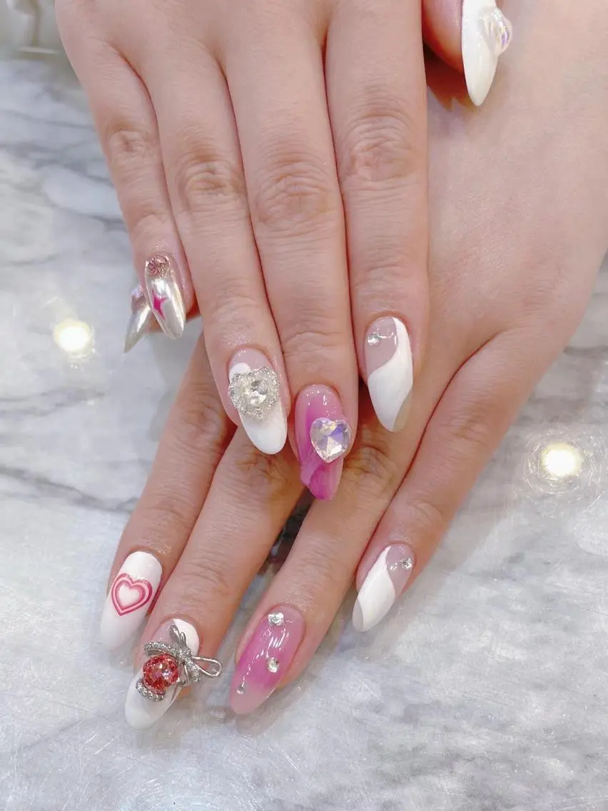 ネイル アートネイル フラワーネイル フットネイル ジェルネイル ハート Babarla Nailのネイルデザイン