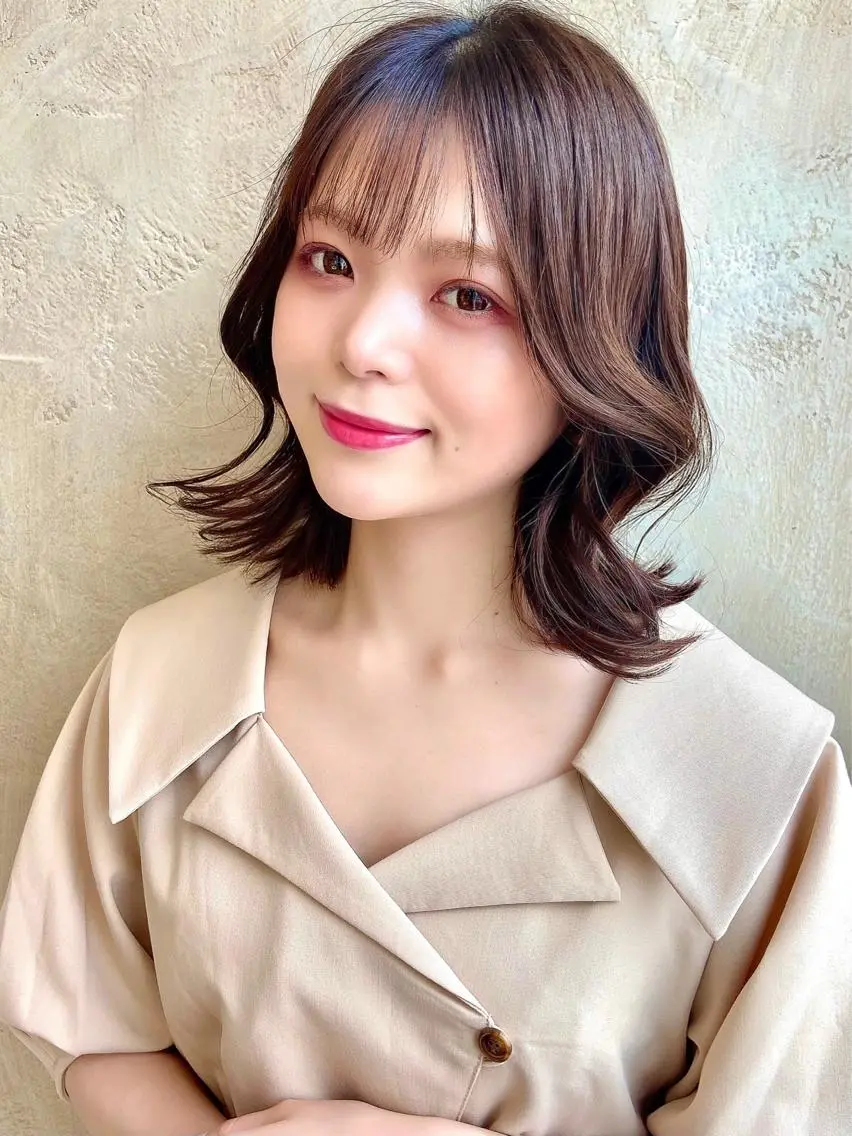 ミディアム カラー パーマ ヘアアレンジ ボブ くびれヘア 似合わせカット 🌈小顔似合わせ SHIHO🌈のヘアスタイル