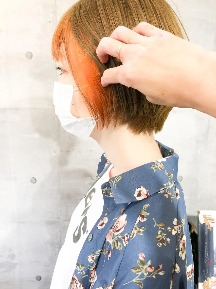 ショート カラー オレンジ カット ヘアカラー 小木曽智美 /ボブ/ショートのヘアスタイル