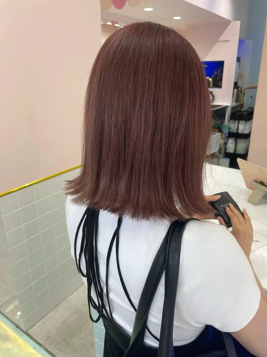 セミロング カラー ベージュカラー ピンクカラー ピンクベージュ ヘアカラー トリートメント ヘアセット 🫧tatsuki 🫧“lot 横浜“のヘアスタイル