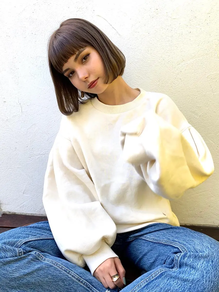 ミディアム カラー パーマ ヘアアレンジ キッズ マツエク・マツパ レイヤー&カラー 人気美容師倉崎涼のヘアスタイル