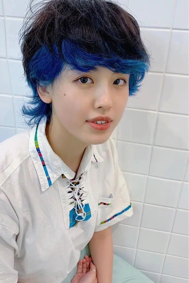 ショート カラー ブルーカラー ダブルカラー Kureha/ネイル トレンドヘアのマツエク・マツパデザイン