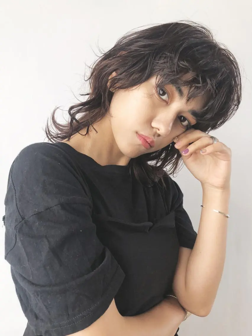 ミディアム カラー パーマ ヘアアレンジ ウルフカット ニュアンスパーマ ITbyALBUM 中野店のヘアスタイル