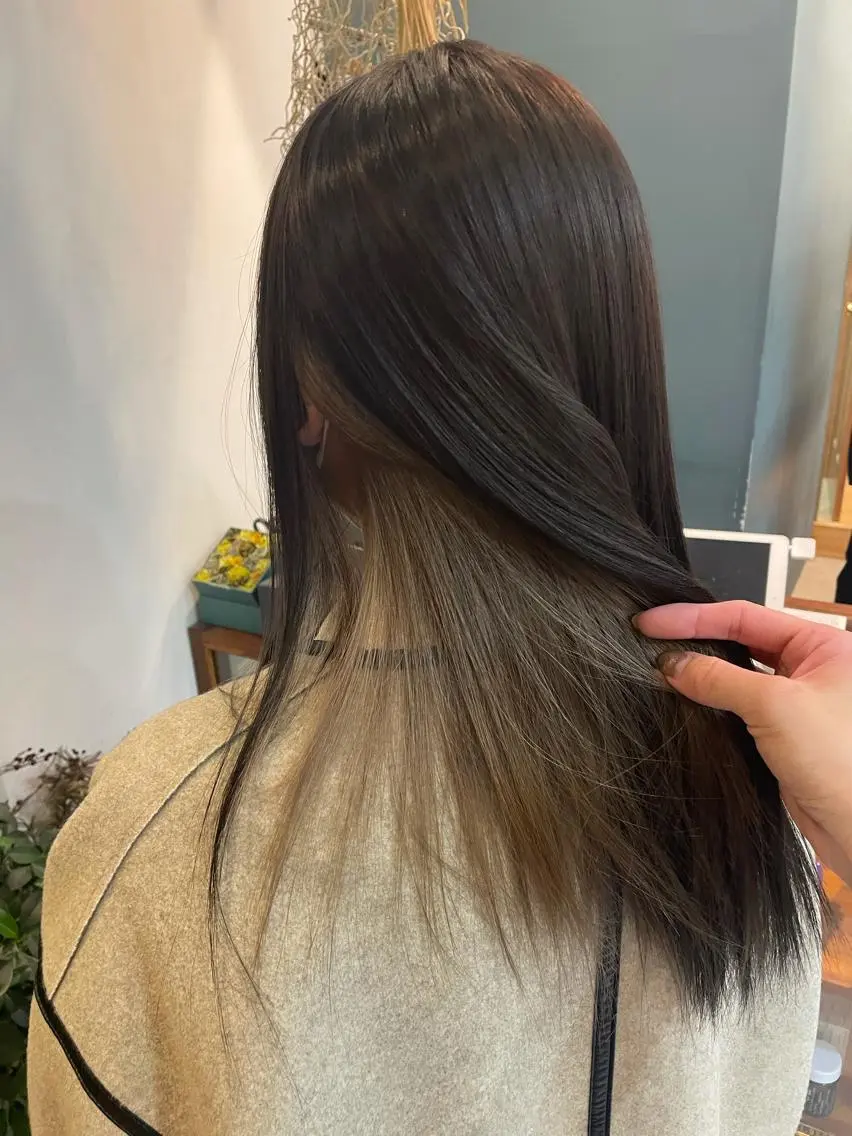 ロング カラー ブリーチ インナーカラー ラベンダーカラー ラベンダーグレー ヘアカラー 中目黒🌼 🌼ハナのヘアスタイル