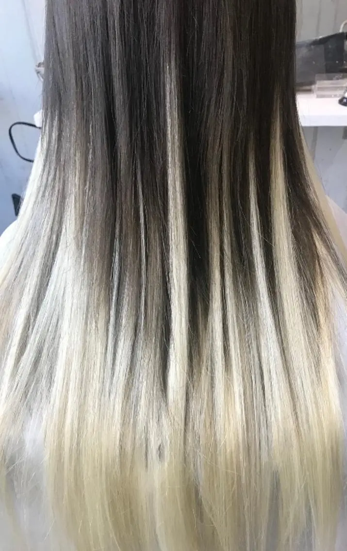 ロング カラー パーマ ヘアアレンジ チビ編み込みエクステ シールEXどぅ〜すのヘアスタイル