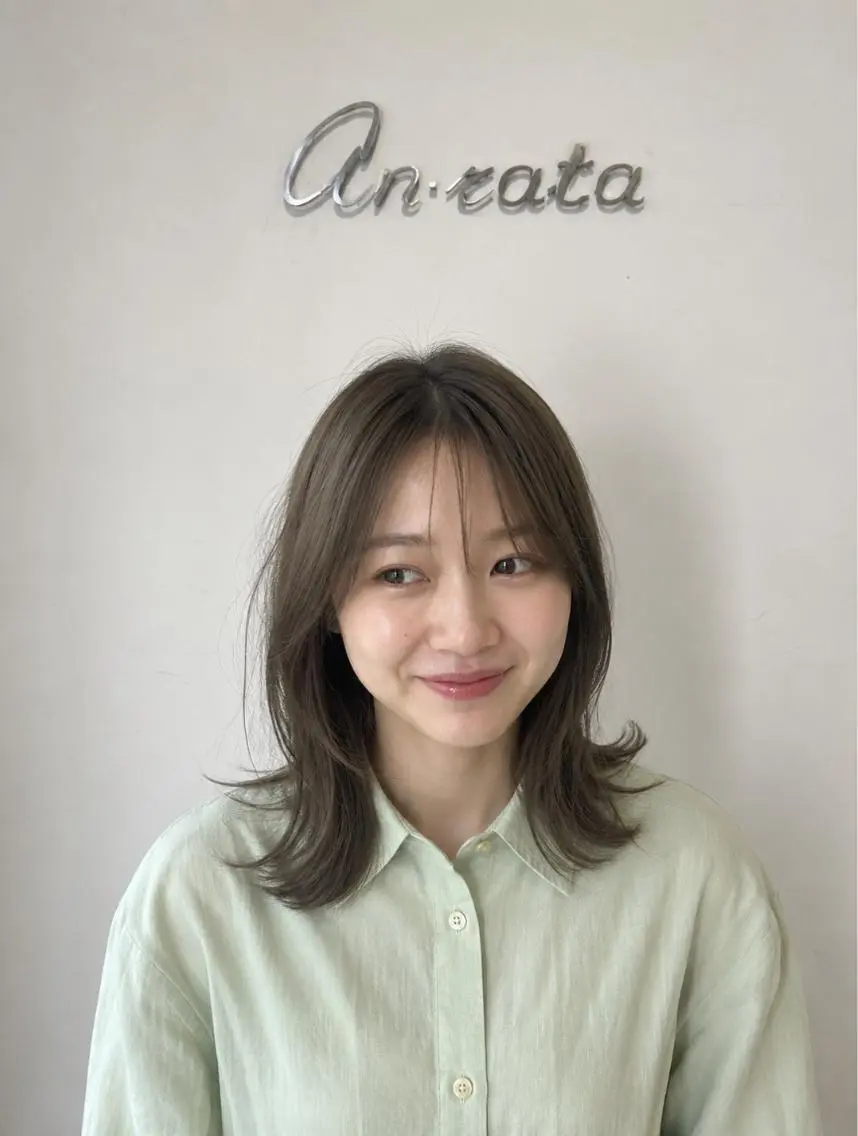 ミディアム カット ヘアカラー トリートメント an・rata/ プチプラ/和歌山市駅のヘアスタイル