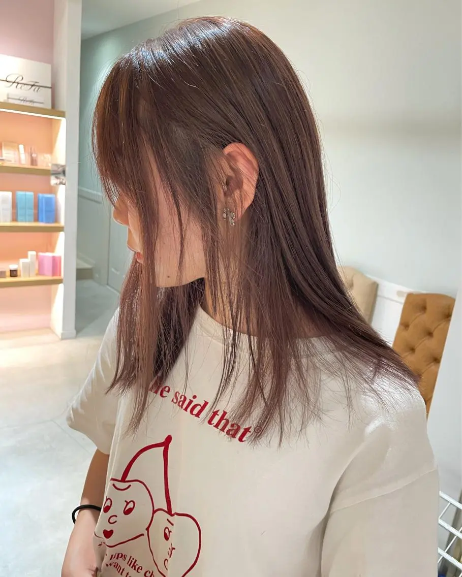 セミロング カラー ベージュカラー ピンクカラー ピンクベージュ noa ☪︎のヘアスタイル