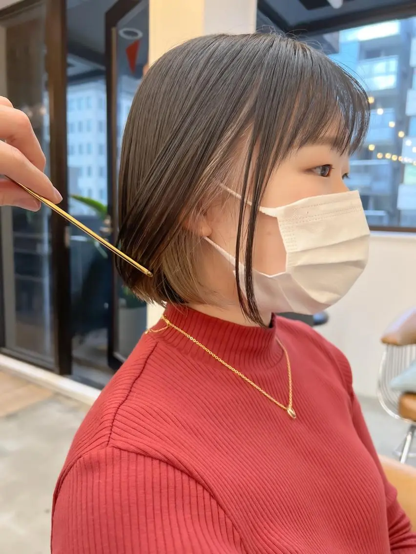 ミディアム カット ヘアカラー トリートメント ボブ/縮毛矯正 髪質改善/もえるのヘアスタイル