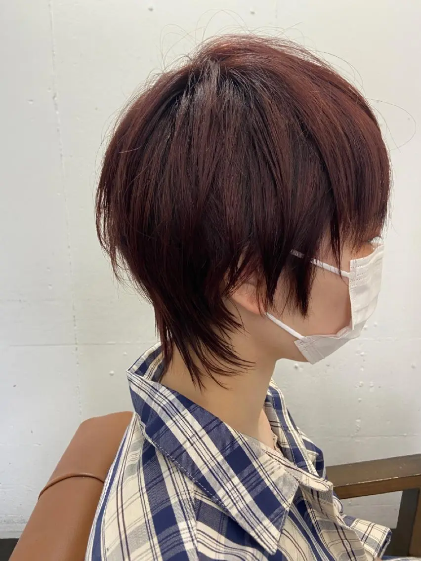 ショート カラー パーマ ヘアアレンジ メンズ キッズ ネイル マツエク・マツパ メンズウルフカット ピンクカラー レッドカラー バイオレットカラー カラーマツエク 久木原 ゆりのヘアスタイル