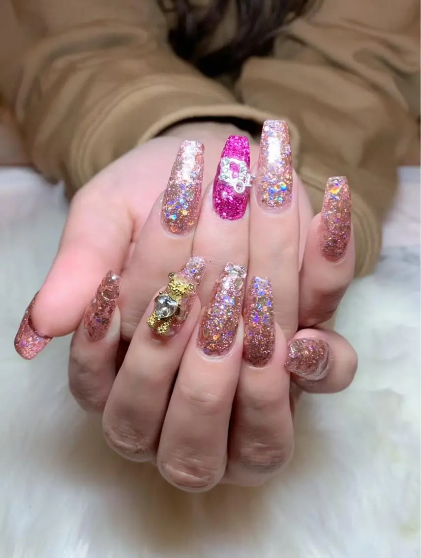 ネイル アニマル柄 アートネイル ラメ(グリッター) ニュアンスネイル ピンク ハンドネイル x.1.0.nail ♡Cのネイルデザイン