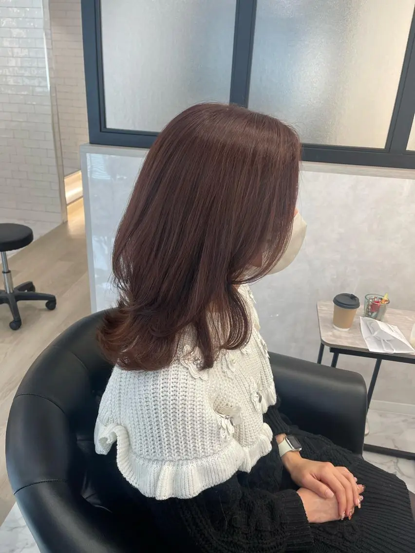 ミディアム カラー カット ヘアカラー トリートメント emi/髪質改善/ 韓国風/艶カラーのヘアスタイル