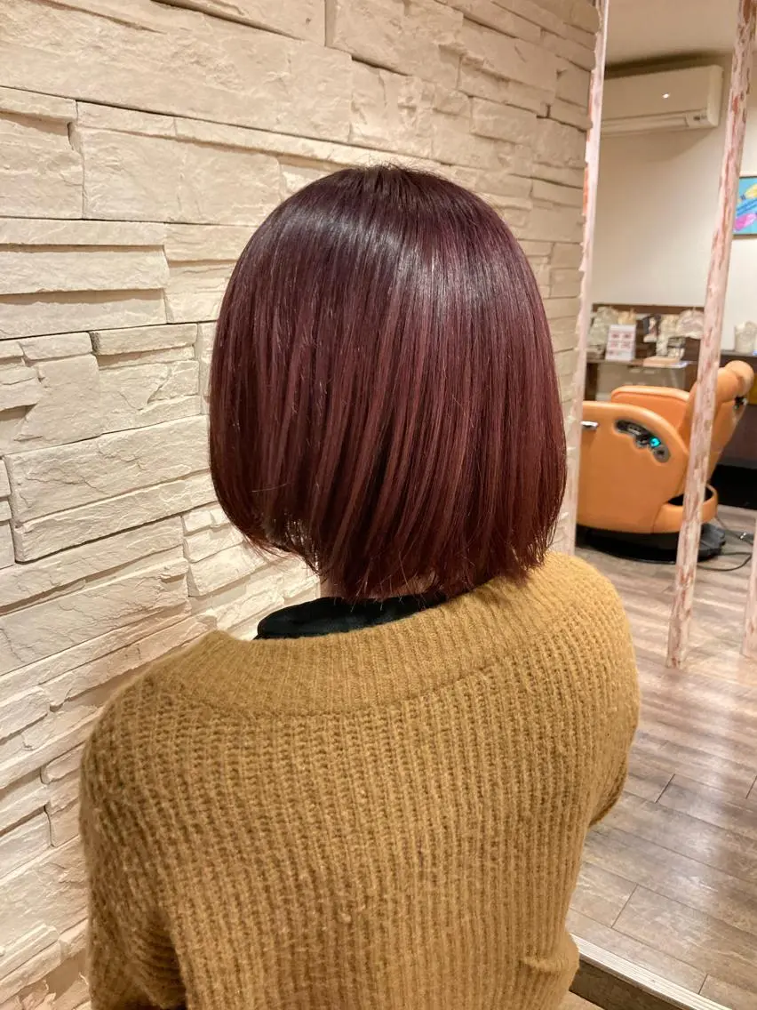 ミディアム カラー イルミナカラー ルビー ヘアカラー 森田 研司のヘアスタイル