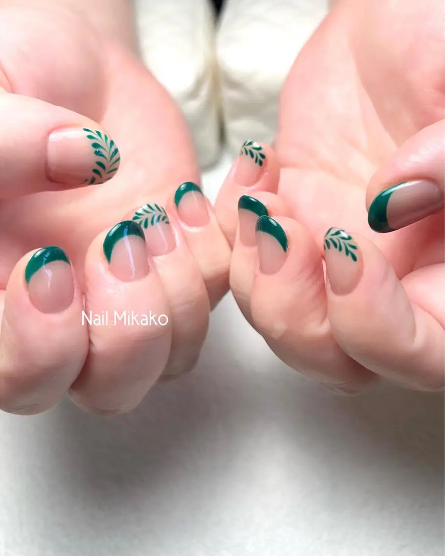 ネイル フレンチネイル グリーン 夏ネイル Nail Mikakoのネイルデザイン