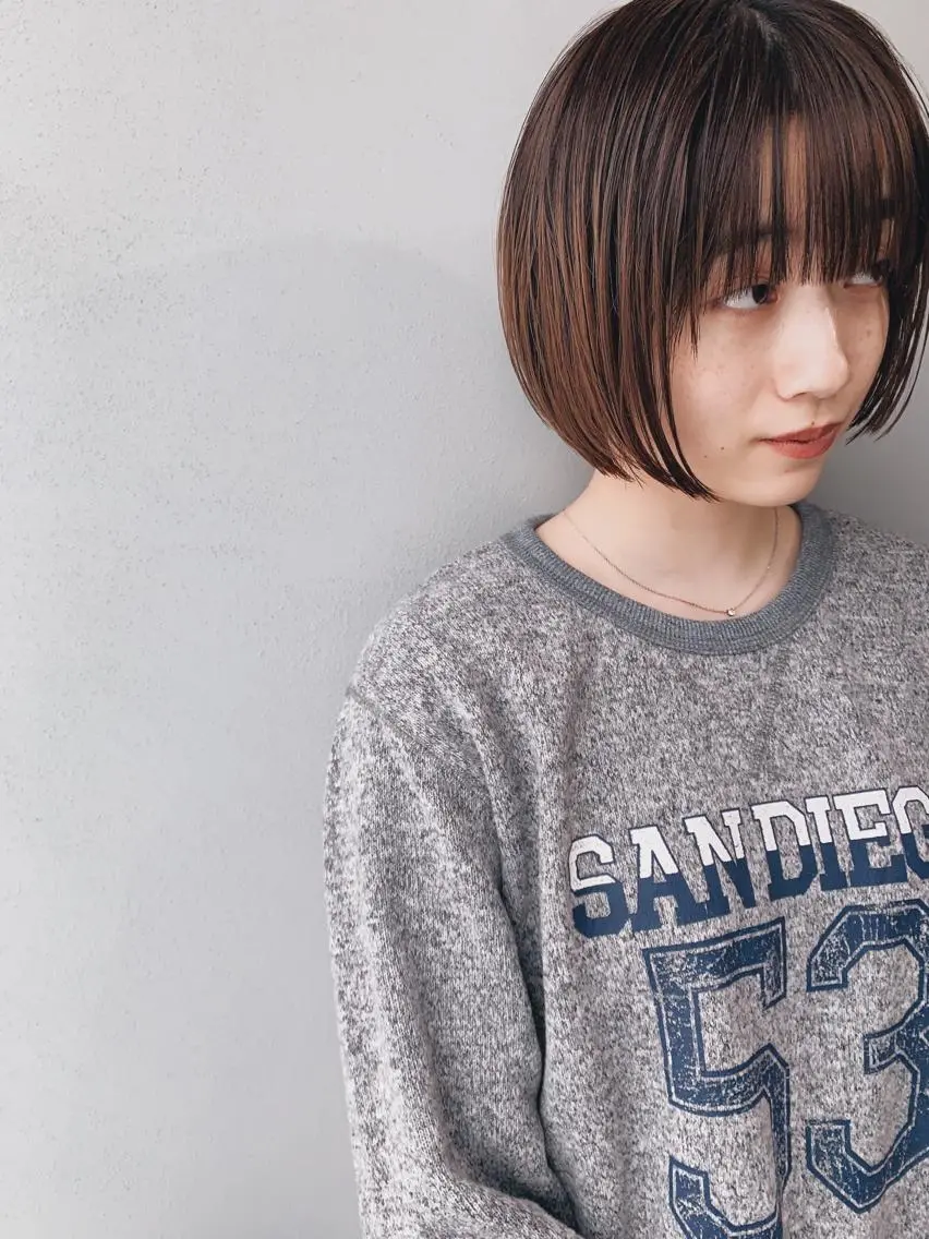 ショート カラー ボブパーマコテ巻き風 パーマNo1深江秀平のヘアスタイル