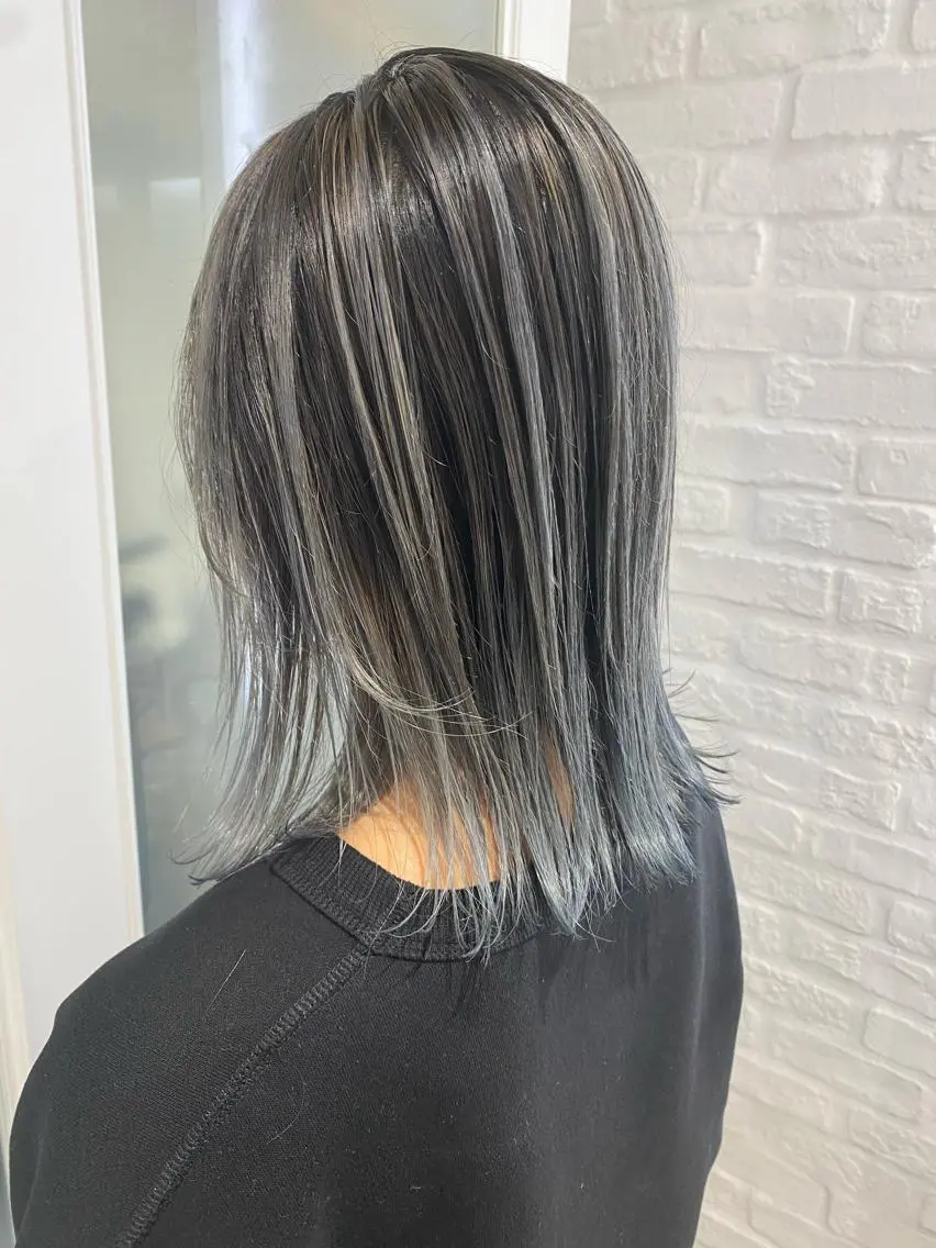セミロング カラー バレイヤージュ ブリーチ ケアブリーチ イルミナカラー レイヤーカット ハイトーン/メンズ 水野翔太のヘアスタイル