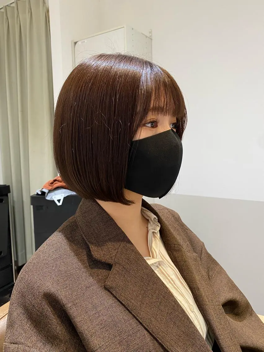 ミディアム カラー ボブ カット トリートメント クロスパーマ🥇韓国 ヘア🇰🇷濵田航希のヘアスタイル