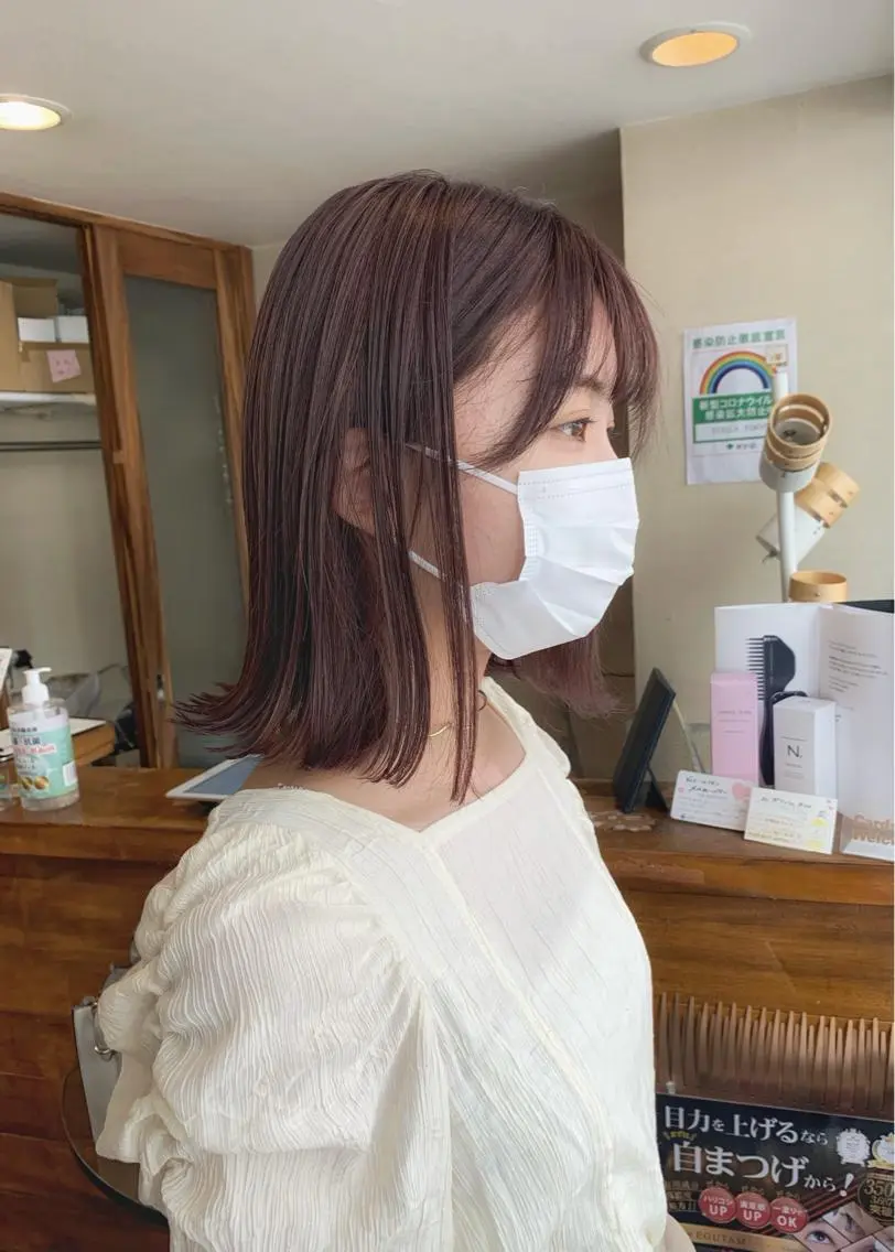 ミディアム カラー ベージュカラー ピンクカラー ピンクベージュ ヘアカラー トリートメント 矢野 晃平のヘアスタイル