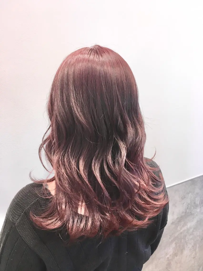セミロング カラー ベージュカラー ピンクカラー ピンクベージュ ヘアカラー トリートメント ヘッドスパ ヘアセット yoshi ☆のヘアスタイル