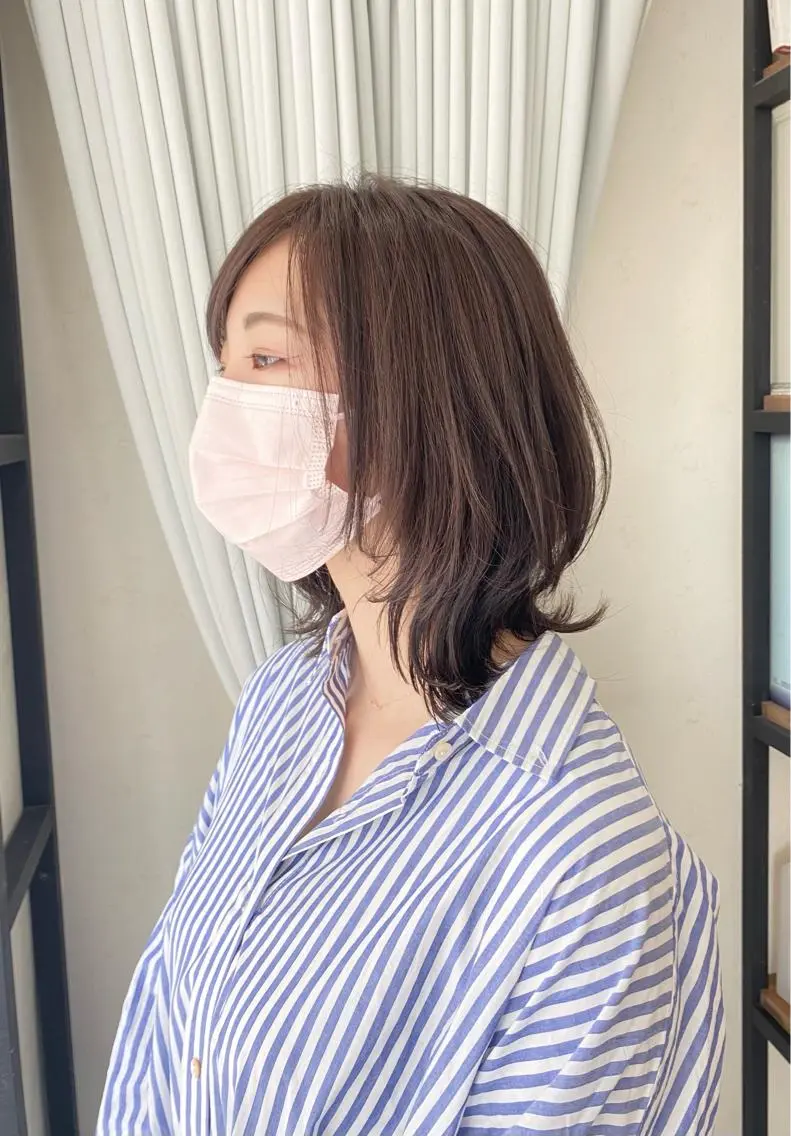 ミディアム カラー ショート 縮毛矯正 レイヤー🌿FUKUのヘアスタイル
