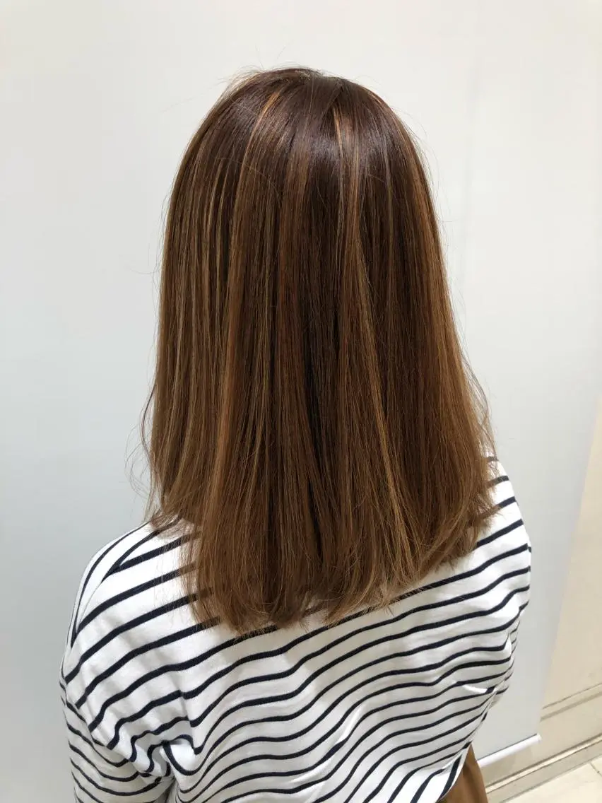 ミディアム ハイライト 福元 保雄のヘアスタイル