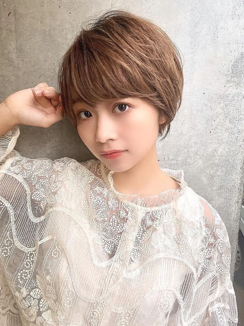 ショート カラー パーマ 仙台Ｉ韓国レイヤー Ｉ髪質改善Ｉ伊藤拓海のヘアスタイル