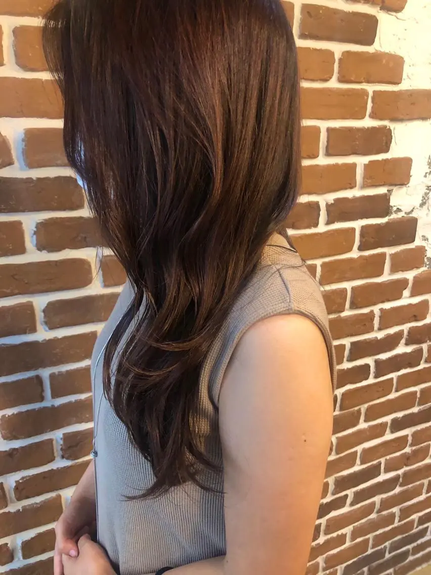 ロング ヘアカラー トリートメント ✨色持ちの良い艶 カラー✨蟹江真世のヘアスタイル
