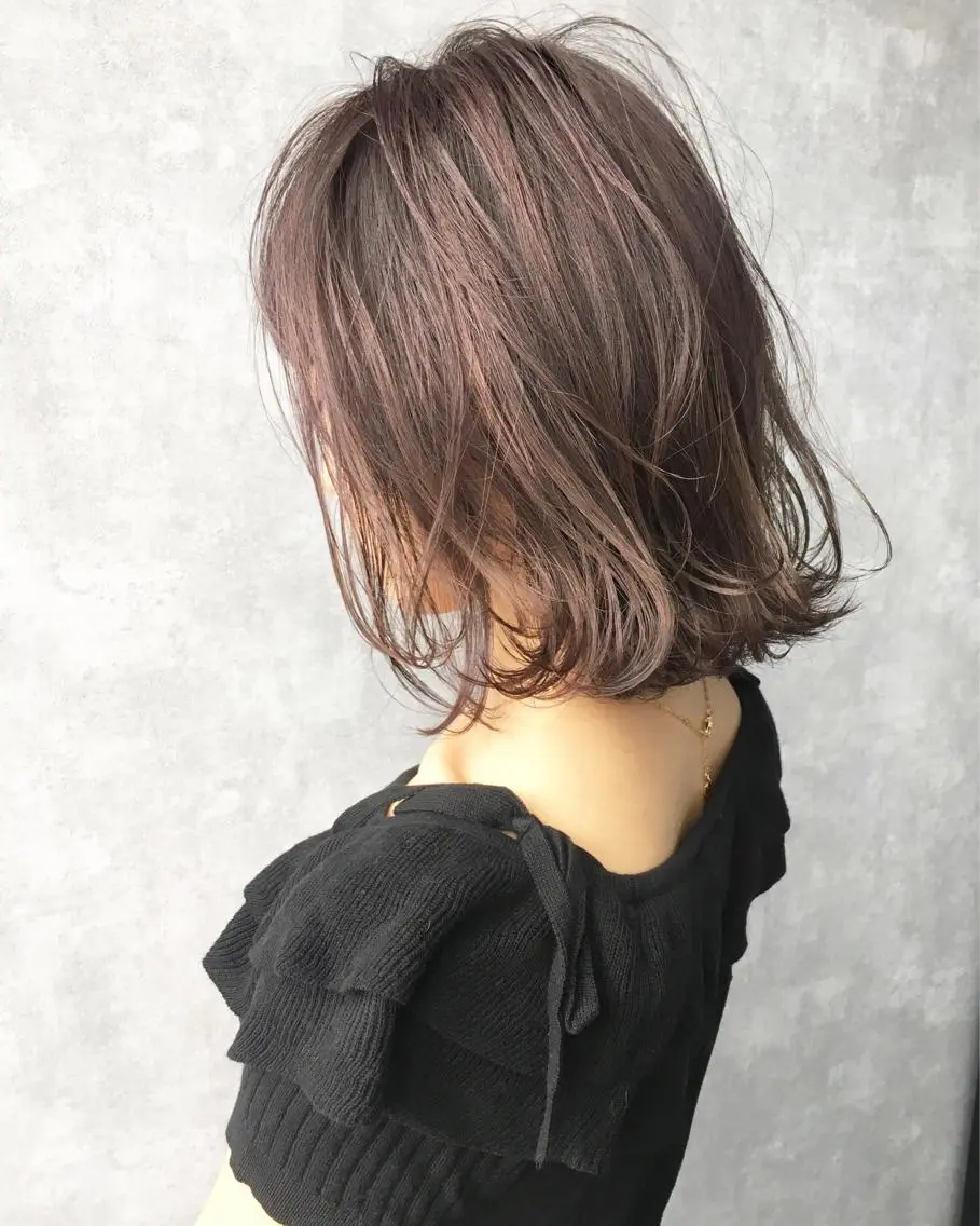 ショート カラー ハイライトカラー ラベンダーカラー ハイライト レイヤーカット BLend 渋谷のヘアスタイル