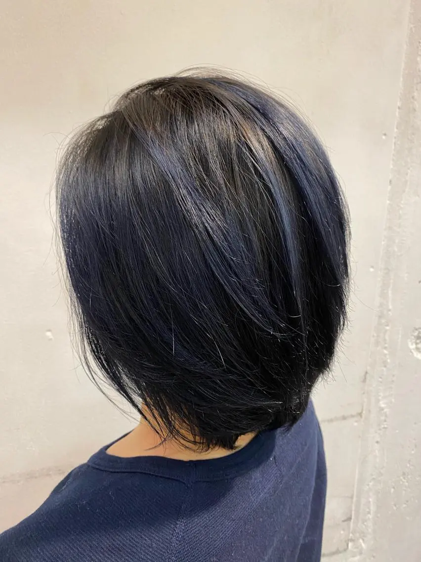 カラー ブリーチ グラデーションカラー ネイビーカラー ink Runaのヘアスタイル