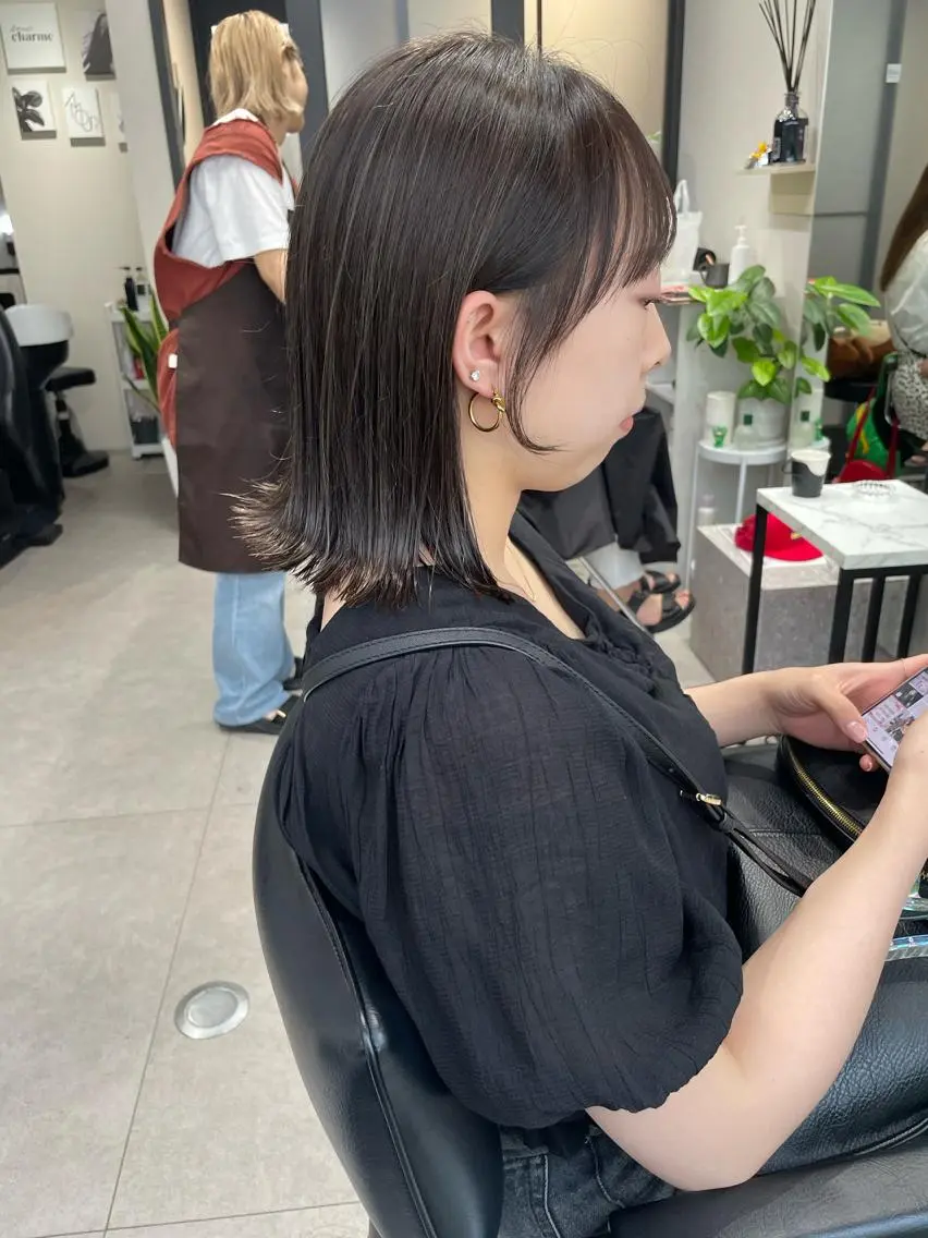 ミディアム カラー カット ヘアカラー トリートメント 髪質改善will hairdesignのヘアスタイル