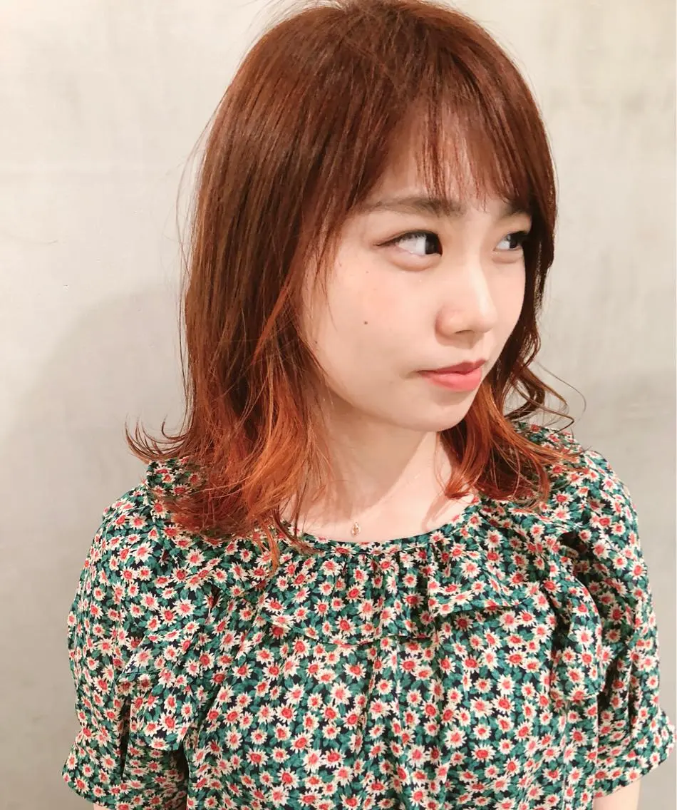 ミディアム カラー オレンジ カット ヘアカラー トリートメント 大西 直人のヘアスタイル