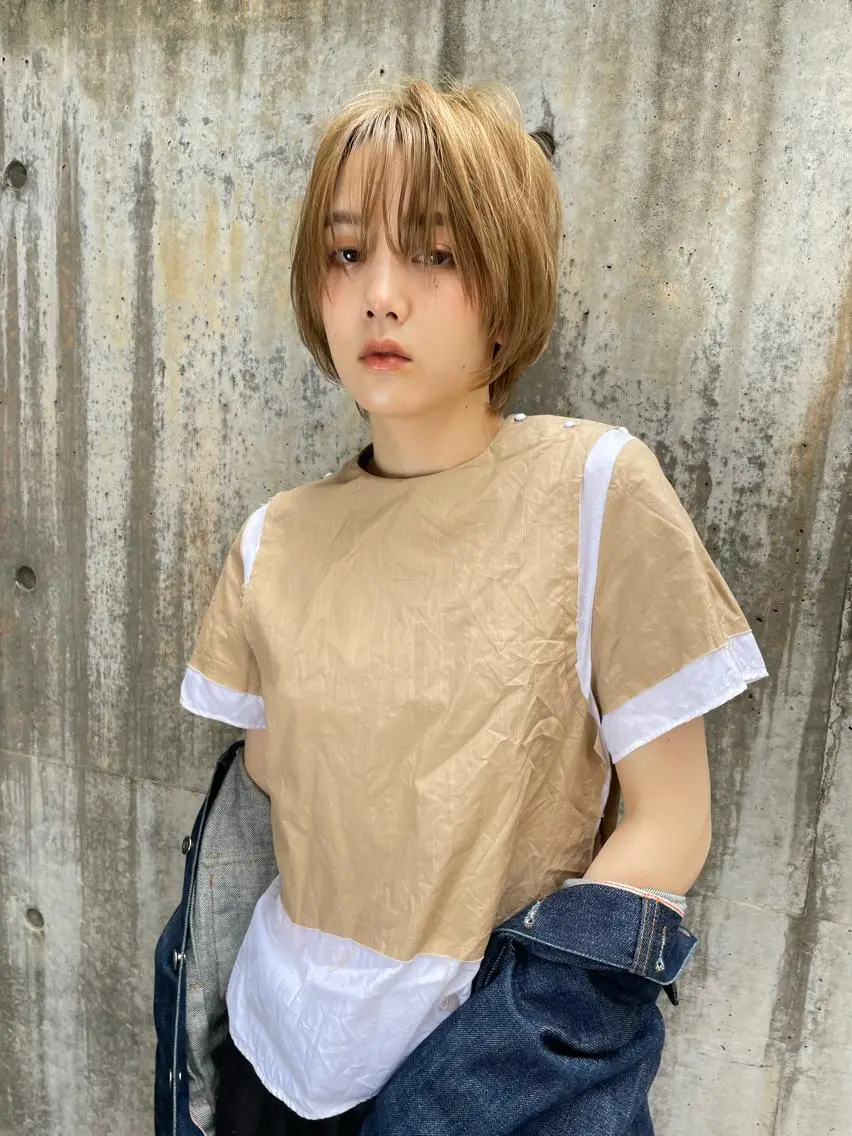 ショート カラー ショートボブ デザインカラー グラデーションカラー ボブ 外国人風カラー ヘアカラー ショート/ボブ/ 心斎橋/宮脇美奈のヘアスタイル