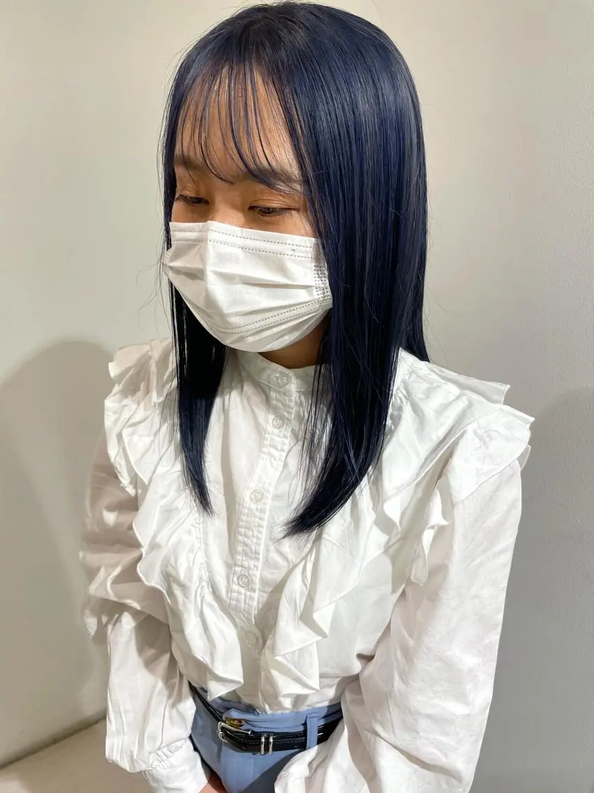ミディアム カラー ブリーチ ブルーカラー ヘアカラー トリートメント 髪質改善カラー/ボブ 🌻Mutsumiのヘアスタイル