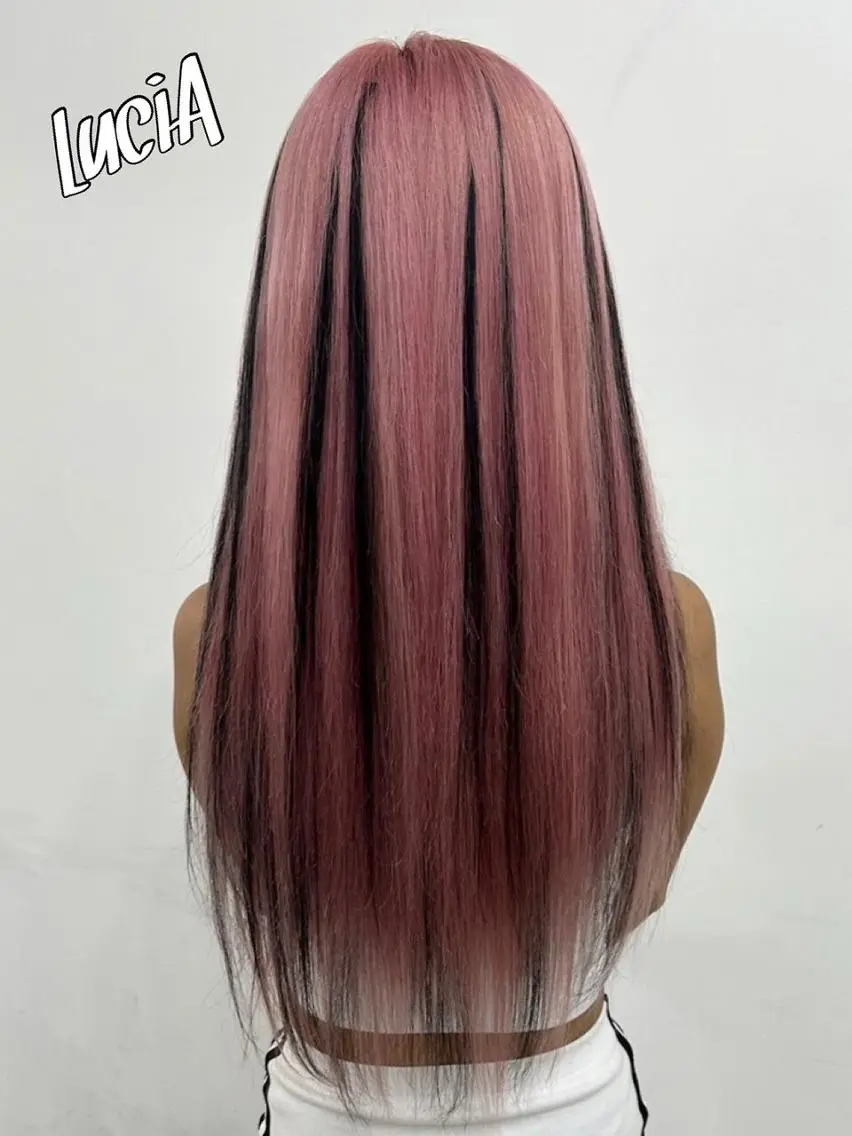 ロング ヘアアレンジ カラー シールエクステ 黒髪 ブリーチ デザインカラー ダブルカラー エクステ¥5000 LuciAカラーのヘアスタイル