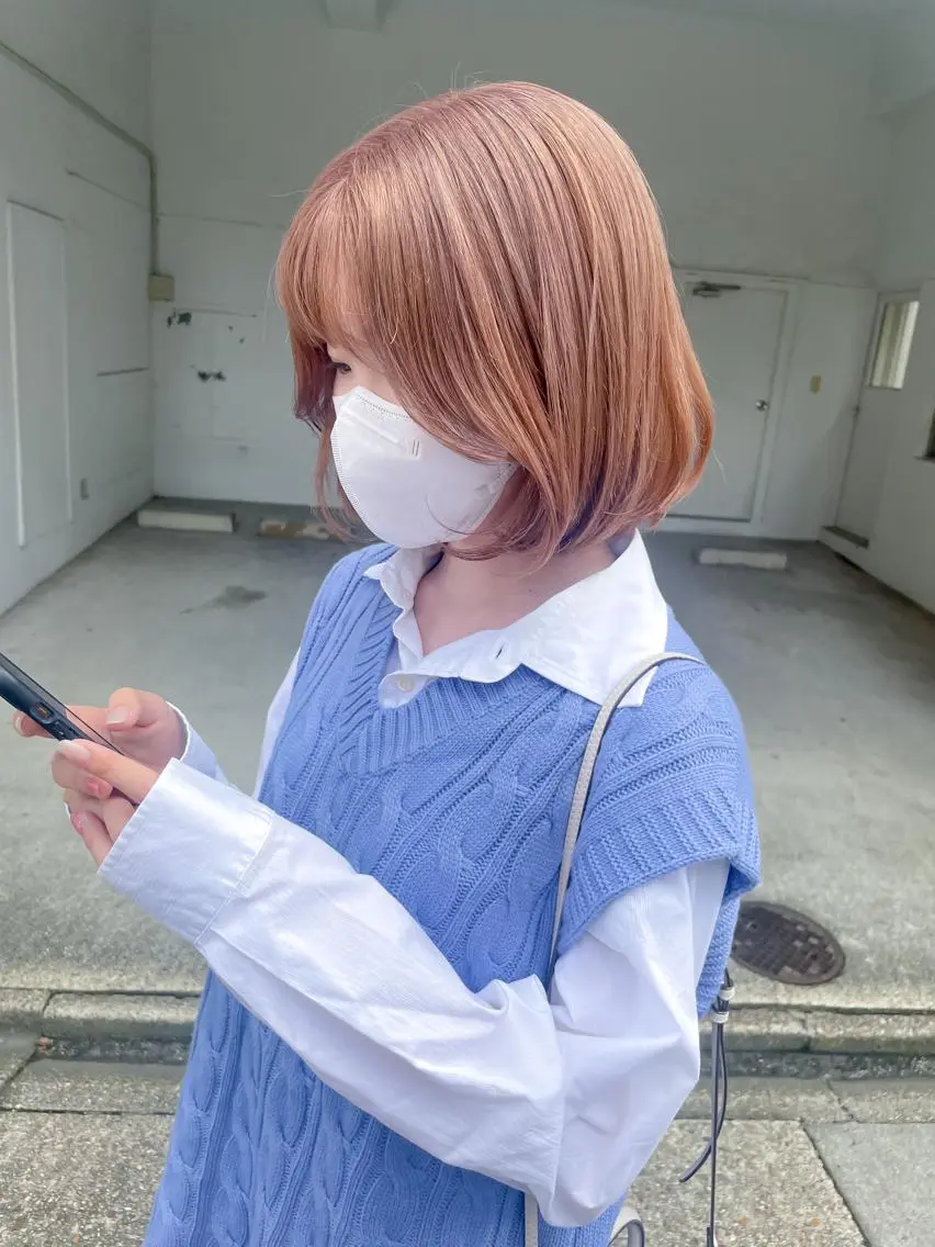 ミディアム カラー ベージュカラー ブリーチ ハイトーンカラー ハイトーンベージュ ラベンダーカラー レイヤー/高橋 みく /池下/千種のヘアスタイル