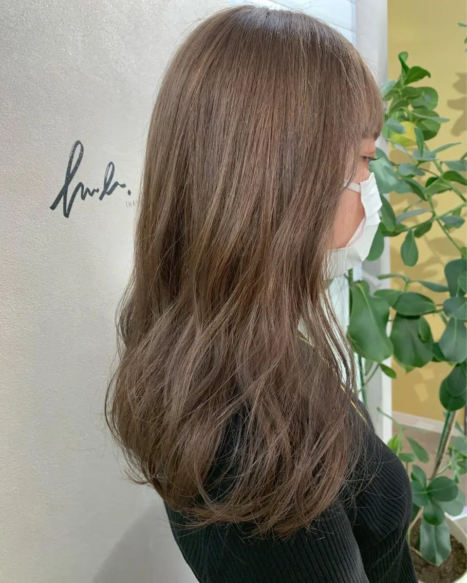 セミロング カラー ブリーチ グレージュ カット ヘアカラー トリートメント hubhair レイヤー/透明感のヘアスタイル