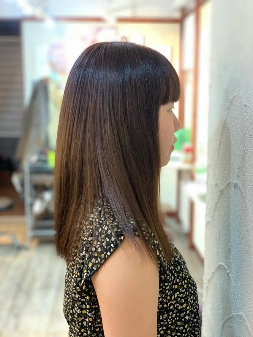 セミロング カラー ブラウンカラー 透明感カラー カット ヘアカラー トリートメント ✂︎中山竜哉✂︎ 川崎スタイリストのヘアスタイル