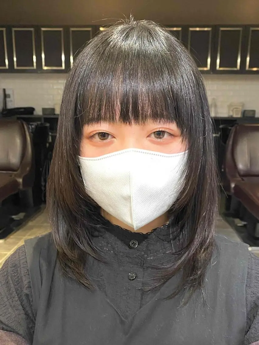 ミディアム カラー ショートボブ ミディアムレイヤー ハイライトカラー ボブ 顔まわりレイヤー 前田 裕介のヘアスタイル