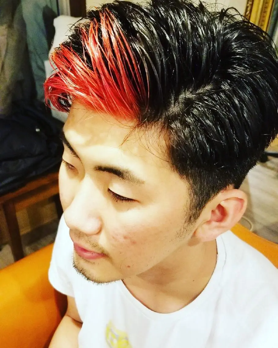 ショート メンズ カラー メンズバレイヤージュ メンズブリーチ メンズパーマ アディクシーカラー バレイヤージュ ヘアカラー spa hair ark 富井直美のヘアスタイル