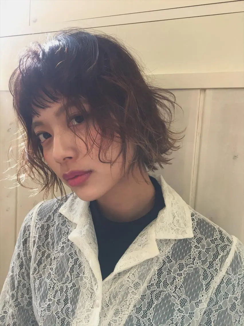 ショート カラー パーマ 代表🎀 ふわモテ愛 され髪🩷yumiのヘアスタイル