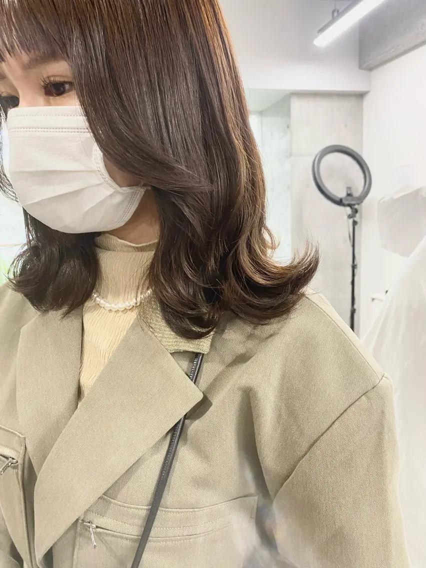 セミロング カラー ヘアアレンジ 🌷FUKA🌷 まろやかハイトーンのヘアスタイル