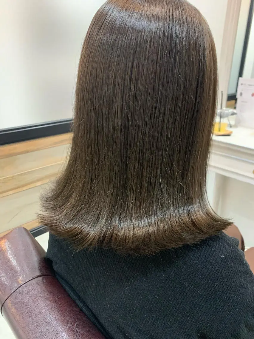 ミディアム カラー ヘアアレンジ アイブロウ 眉カラー ヘアカラー トリートメント kei🤎ベージュ /透明感カラー/博多のヘアスタイル