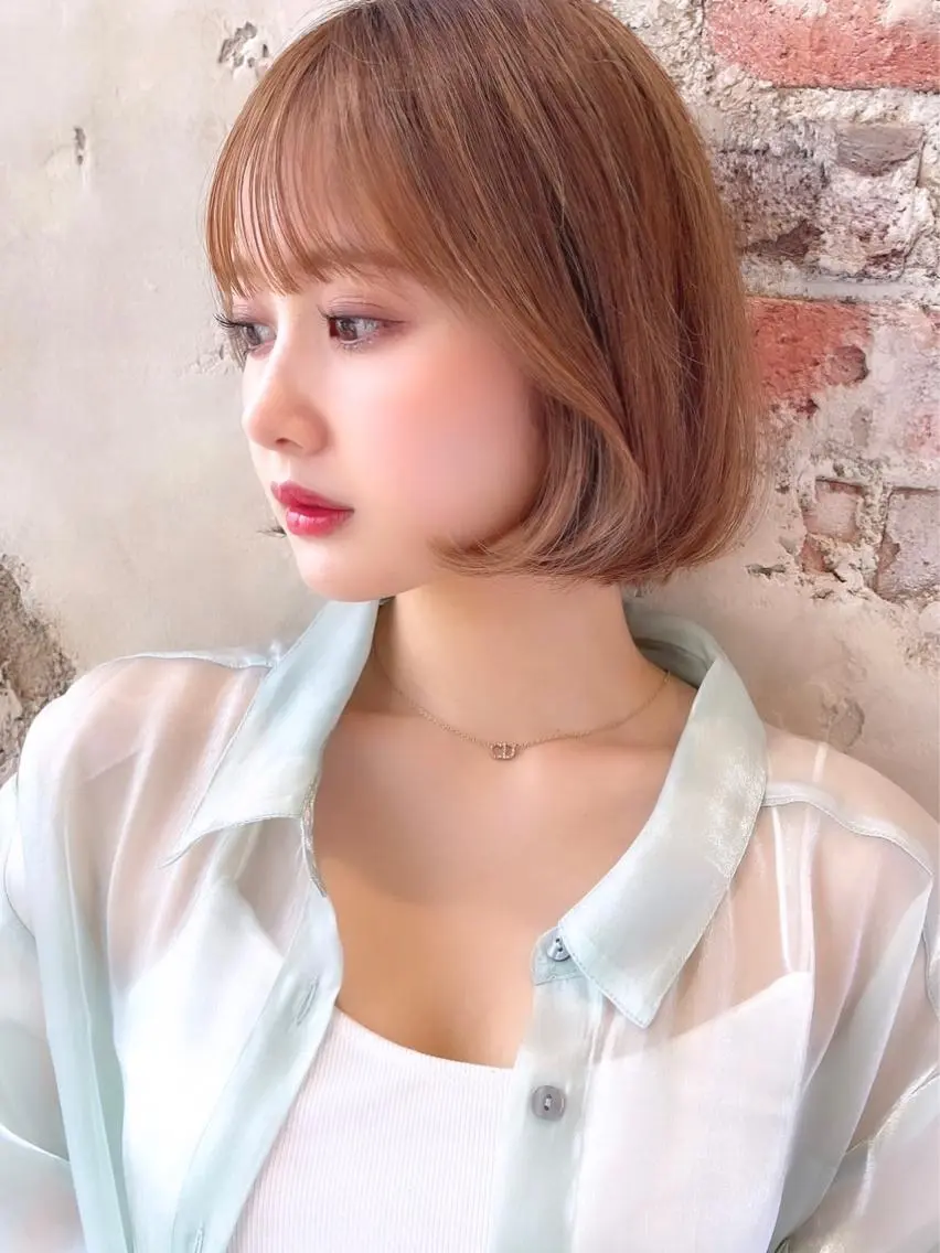 ショート カラー パーマ ヘアアレンジ イルミナカラー ボブ 髪質改善 韓国風ヘア トリートメント 骨格別小顔カット/ 顔周りカット/金井のヘアスタイル