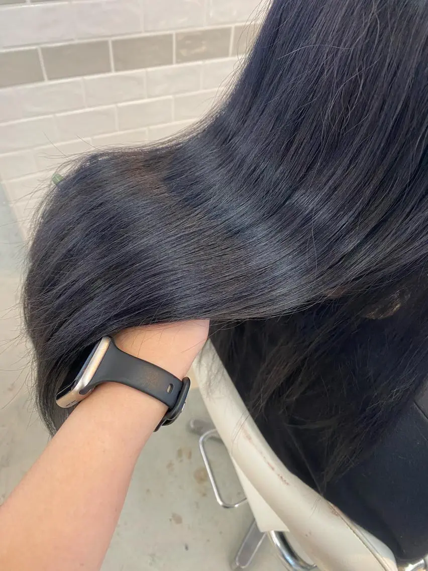 ロング カラー 黒髪 ブリーチ ブルーカラー ブルーブラック ヘアカラー ｱｵﾇﾏﾐﾕ☁️ /ボブ/ハイトーン/のヘアスタイル
