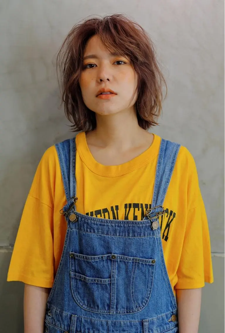 ミディアム パープルカラー カット ヘアカラー トリートメント ayane⭐️ボブ・ ショート・パーマのヘアスタイル